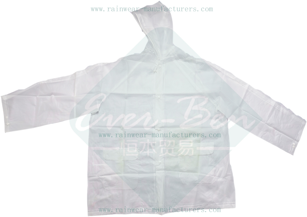 White PEVA plastic raincoat manufacturer